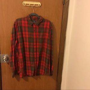 J Crew Midweight Flannel Shirt in dark brown plaid